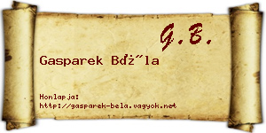 Gasparek Béla névjegykártya